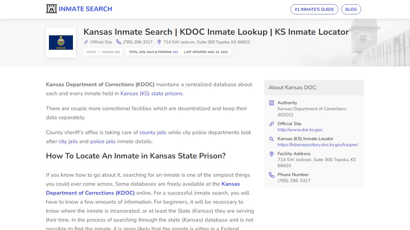 Kansas Inmate Search | KDOC Inmate Lookup | KS Inmate Locator